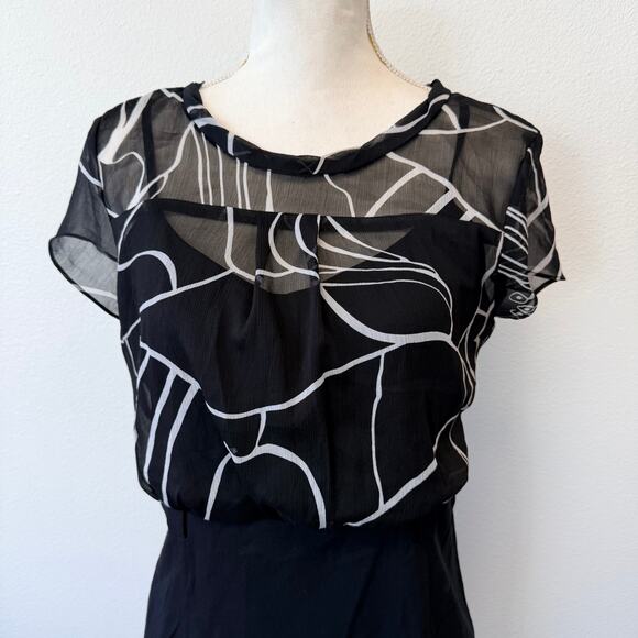 Style & Co Women’s Sleeveless Sheer Top Black & White Knee Length Dress Size 6 - Picture 2 of 11